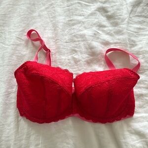 Freya Women's Offbeat Underwire Padded Half Cup Bra Red 30FF